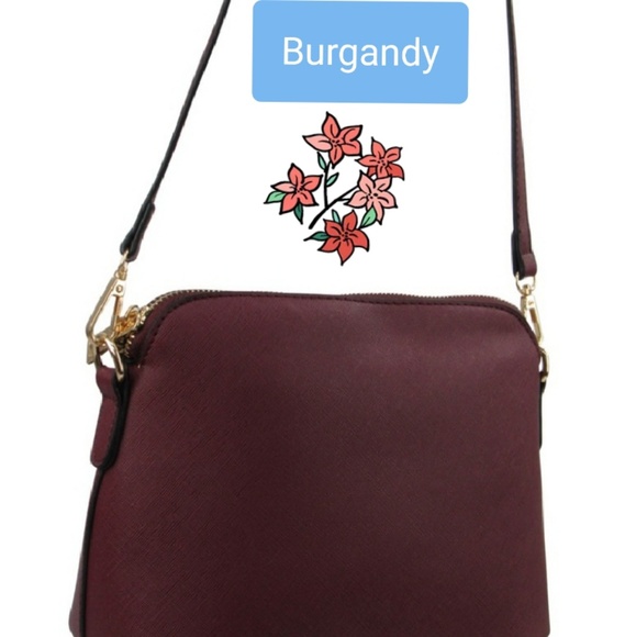 Structured Crossbody Purse, Removable Strap - BURG - Picture 1 of 7